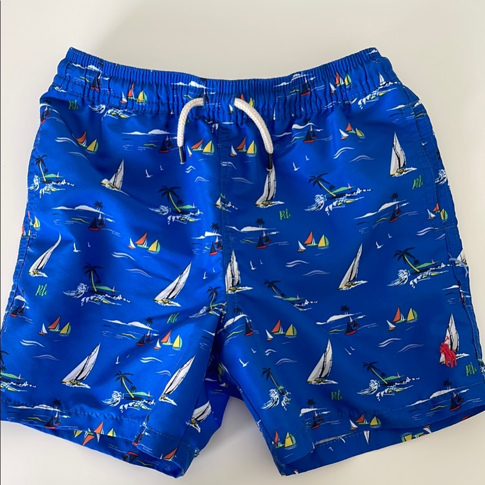 Polo by Ralph Lauren Kids Blue Sailboat Swim Trunks